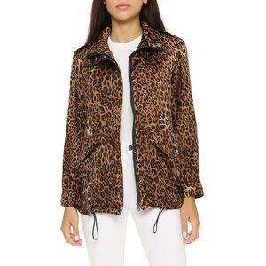 CAMI NYC Quinn Silk Jacket Leopard Print XS Zip Front Animal Bomber